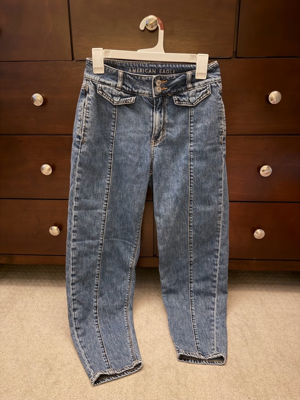 American Eagle Outfitters High-Rise Straight-Leg Denim Jeans - Blue Wash